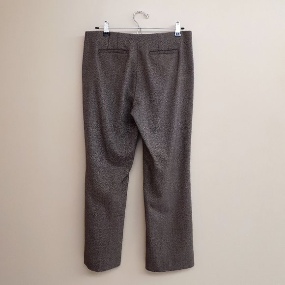 ANNE KLEIN Straight Leg Office Trouser in Chocolate Brown & Cream Wool Blend - Picture 2 of 16
